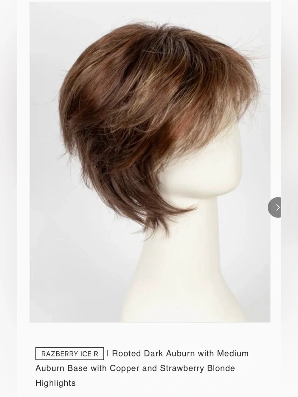 NORIKO Rooted Dark Auburn Short Layered Wig with Copper & Strawberry Blonde